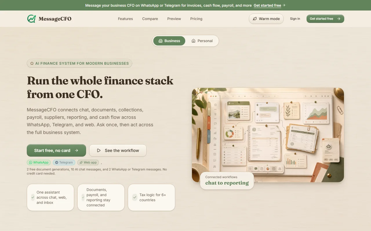MessageCFO product preview